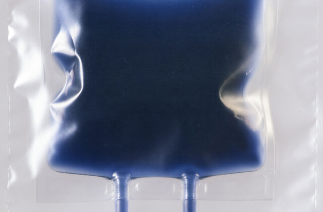 IV bag in overwrap film